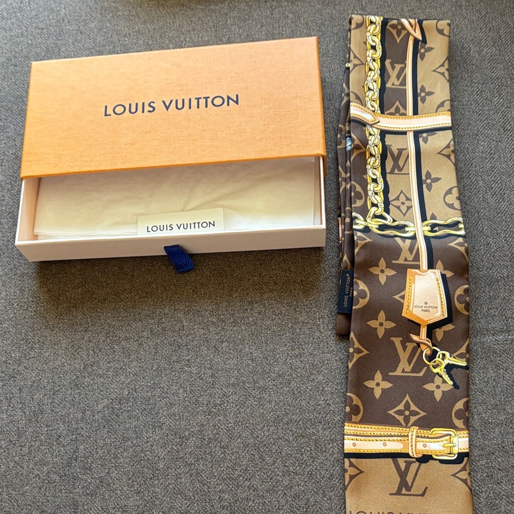 Louis Vuitton Brown and Gold Monogram Silk Bandeau